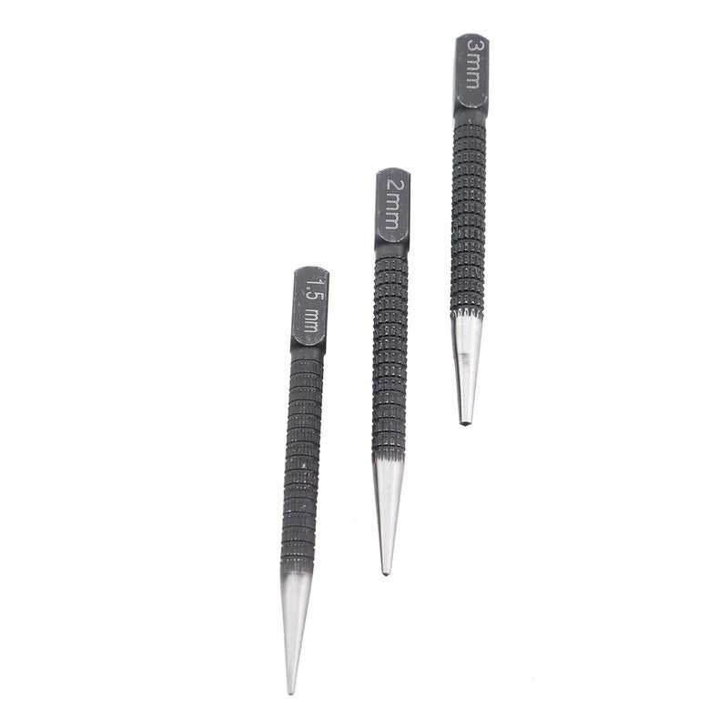 ZHYOHEN 3PCS Black High Carbon Steel Centre Punch Drill Kit 1.5/2/3mm Mechanical Maintenance Installation Positioning Tool for Metal and Wood Openings - Image 5